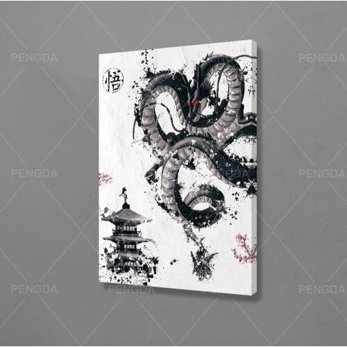 Canvas Pictures Home Decoration Wu Dragon Black Modern Paintings Wall Art Prints Anime Cool Animal Poster Modular Living Room