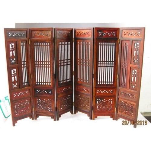 Exquisite Chinese Classical Hand-carved Boxwood Mini Decorative Folding Screen