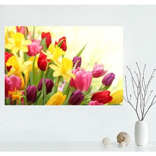 Nice Custom Flower Tulips Canvas Poster Print painting Art Wall Silk Poster cloth print DIY Fabric Poster Y.15
