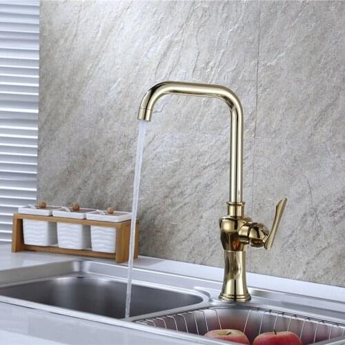 Kitchen golden brass basin faucet a faucet single handle hot&cold mixer tap deck mounted torneira Vidric Faucet