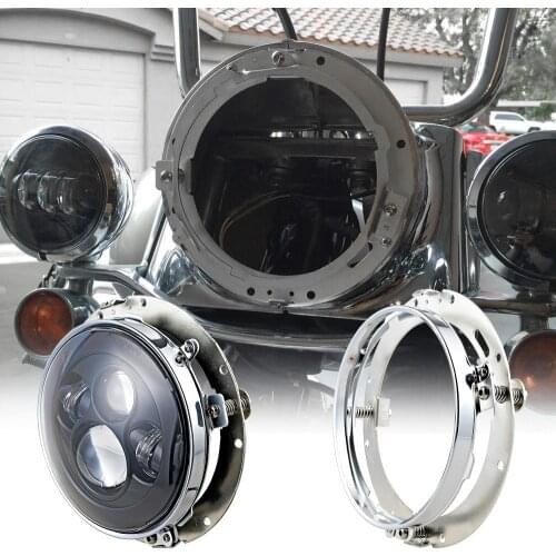 Motorcycle Refit Headlight 7Inch Round With Headlight Mounting Bracket Ring For Jeep Wrangler Accessories For Touring Motors