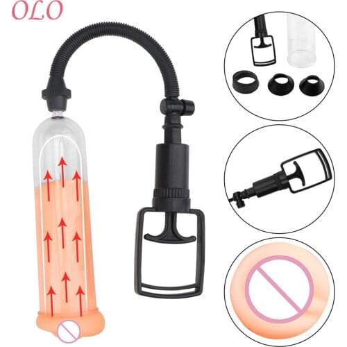 OLO Penis Enlargement Male Masturbator Realistic Vagina Sex Toys For Men Erection Powerful Vacuum Penis Pump Extender