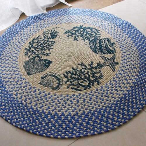 New Rustic Style Round Carpet 100cm Diameter Linen Natural Latex Carpets For Living Chair Floor Room Mat Rug Bedroom Computer