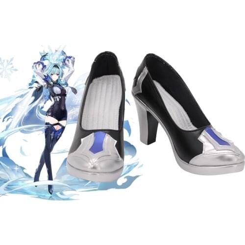Genshin Impact Eula Lawrence Cosplay Shoes High Heel Boots Custom Made for Halloween Party Cosplay