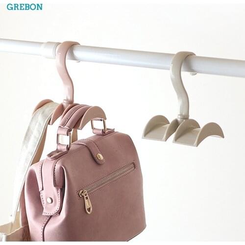 Closet Organizer Bag Holder Handbag Hanger Wardrobe Storage Purse Hanging Rack Space Saving 360 Degree Rotation Hook Creative