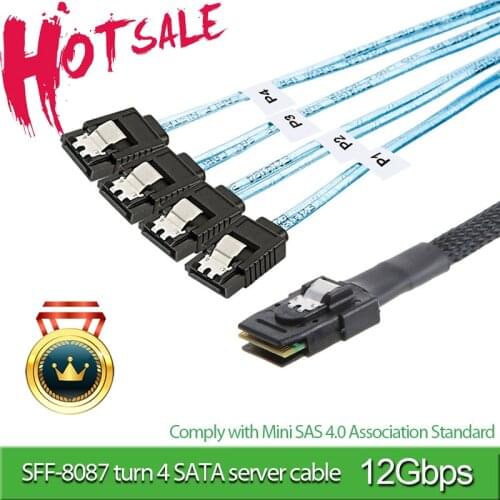 Mini SAS To SATA Adapter Converter Mini SAS SFF-8087 To 4SATA SAS 36P To 4SATA3.0Straight Head Solid State Drive Data Cable