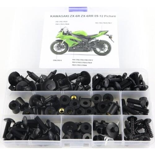 Fit For Kawasaki ZX-6R ZX-6RR 2009 2010 2011 2012 Motorcycle Complete Full Fairing Bolts Kit Fairing Clips Screws Steel