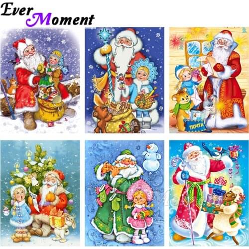 Ever Moment Diamond Painting Christmas Full Square Resin Drills Santa Claus Handicraft Home Wall DIY Decoration Kits ASF2193