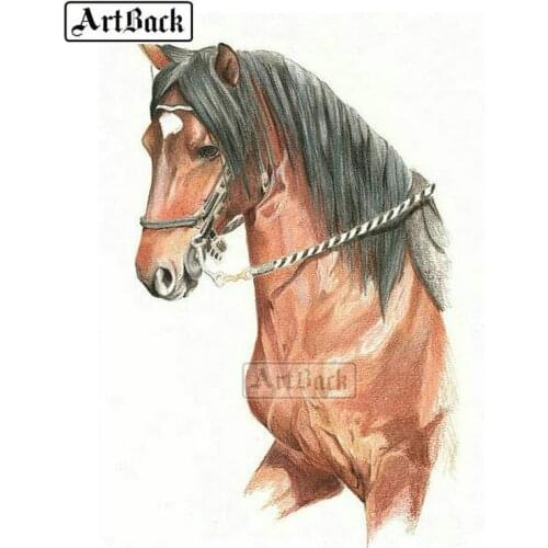 Sale 5d diy diamond painting horse full square drill 3d diamond mosaic animal 20x25cm for home decoration gift