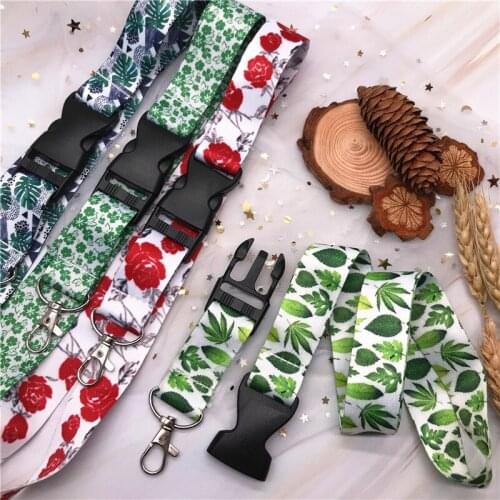 Fresh flowers and leaves Neck Strap nylon Wide Choker Lanyard for keys ID Card Gym USB DIY Hang Rope Badge Holders Phone Straps
