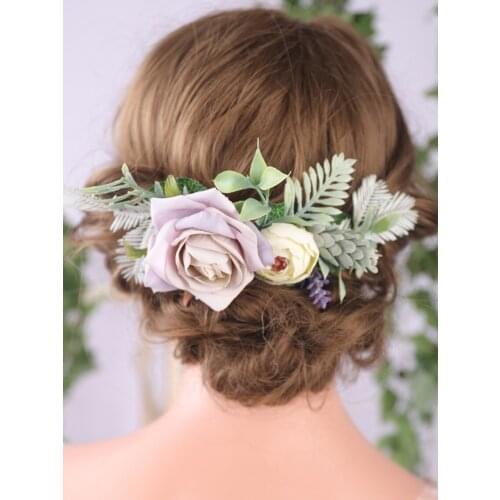 Retro Pure Quietly Elegant Flower Hair Comb Wedding Bridal Hair Accessories Handmade Rose And Leaves Headpiece for Women