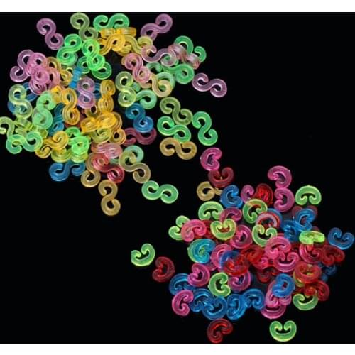 100pcs Kids Mix Colors C-Clips S-Clips Rubber Braided Bands Bracelet Making DIY