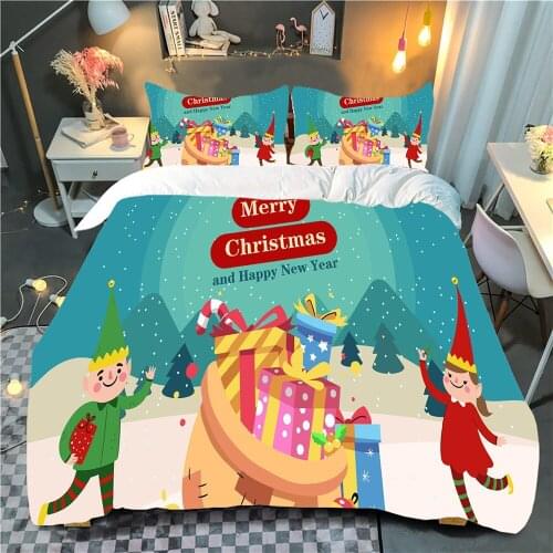 Christmas Duvet Cover Santa Printed Bedding Set With Pillow Shams Bedroom Set Twin Queen King Duvet Cover Kids Gifts