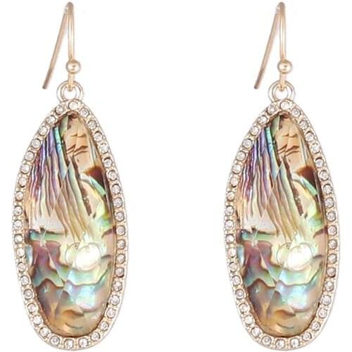 2020 new crystal jewelry oval Abalone shell drop earrings Wholesale