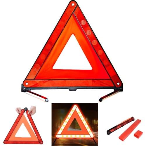 Tripod Road Flasher Practical Car Stop Sign Triangle Emergency Warning Sign Foldable Reflective Safety Roadside Lighting