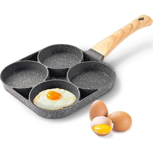 Four-hole Frying Pot Pan Omelet Pan Non-stick Egg Pancake Steak Pan compatible with all heat sources Breakfast Maker Cookware