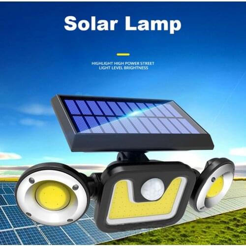78LED Solar Light Three Head Solar Lamp 83COB Sensor Spotlight Waterproof Outdoor Adjustable Angle Lights For Garden Yard Wall