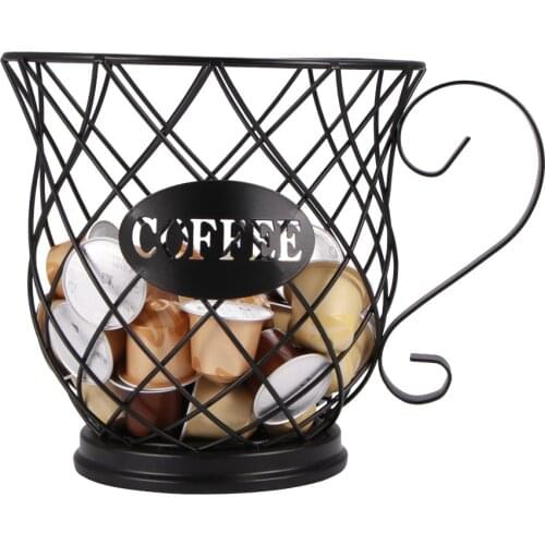 Coffee Capsule Universal Storage Basket Coffee Cup Basket Vintage Coffee Pod Organizer Holder Black For Home Cafe Hotel