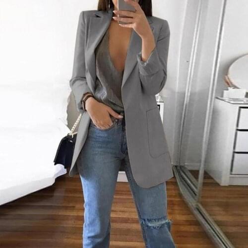 Spring 4XL Women Jacket Turn-down Collar Pockets Slim Fit Coats Outerwear Open Front Vintage Casual Fashion Coats And Jackets