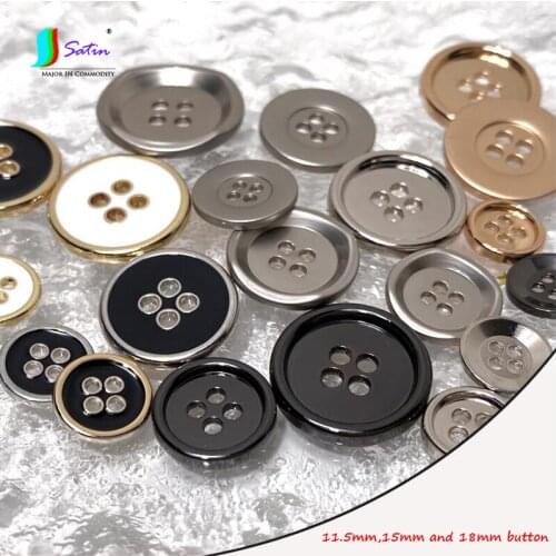 Diameter 11.5/15/18mm Metal Button Coat Shirt Windbreaker Jacket Round Metal Color 4-Holes Button