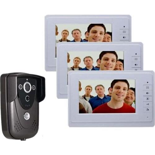 Best Price 7" Colorful Video Door Phone Doorbell Intercom Kit IR Night Vision Camera Monitor for Home Security 1camera+3monitors