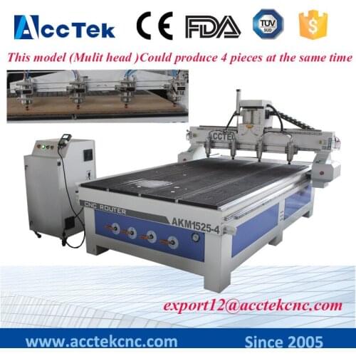 High speed AKM1525-4 Multi head 4 spindle multi head cnc router Furniture Wood CNC Milling Machine