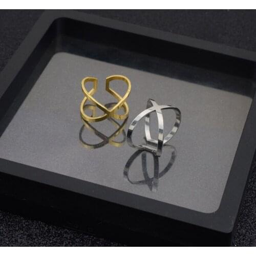 X Hollow Open Finger Rings Personality punk Jewelry for cool Men Women Hip Hop Adjustable Ring Gold Silver color Party Kpop