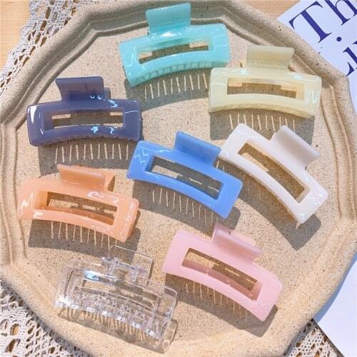 New Female Korea Simple Transparent Jelly Color Large Catch Clip Fashion Womens Barrettes Bathing Plate Hair Accessories