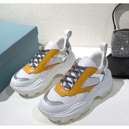 Platform Mixed Color Women Sneakers New Thick Bottom Wedge Heels Sport Shoes Luxury Height Increasing Sneakers New Casual Shoes