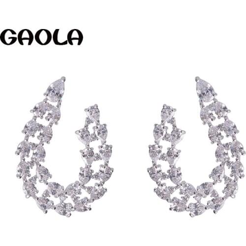 GAOLA Fashion Jewelry Waterdrop Crystal Earrings Cubic Zircon Stud Earring for Women Gift GLE7211Y