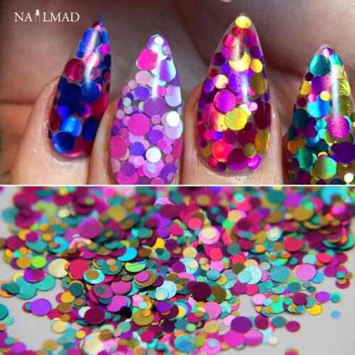 2g/box 1mm 2mm 3mm Mixed Glitter Nail Holographic Glitter Acrylic Glitter Mixes Holo Sequins Round Glitter