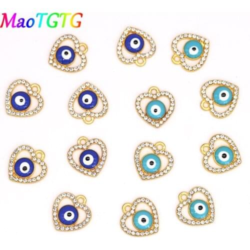 10pcs/lot Heart Shape Evil Eye Alloy Charms Pendant For Jewelry Making Bracelet Necklace 16.8X18mm Alloy Charms Wholesale