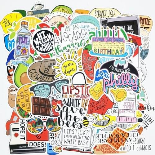 100Pcs/lot Fast Food Stickers Toys for Children Tasty chocolate cake Ice Cream Menu Decals Sticker to DIY Fridge Laptop Guitar