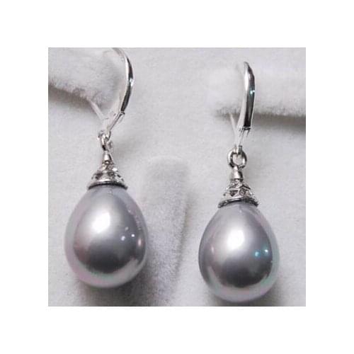 12X16MM Grey South Sea Shell Pearl Drop Earrings AAA+>Lovely Fine Nobility Ladys Womens Earrings