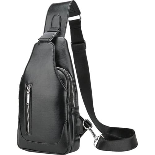 2020 New Brand Male Chest Bag Casual Leather Shoulder Crossbody Bags For Men Chest pack With USB Interface Travel Messenger Bags