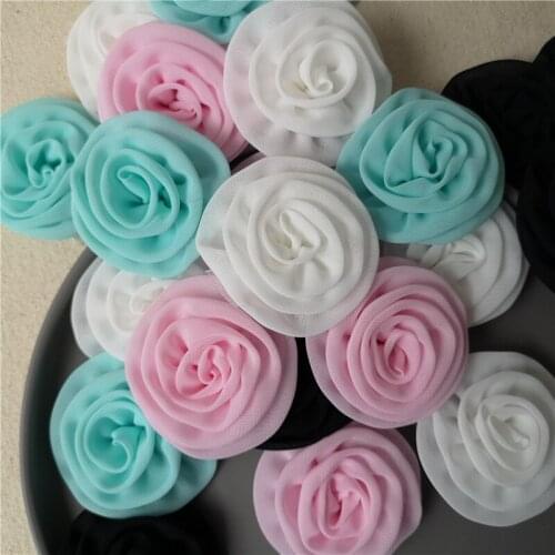 7cm Wide 3D Chiffon Lace Flower Dress Clothes Hat Decoration Crafts Patches On Clothing Diy Applique Sewing Accessories 5pcs