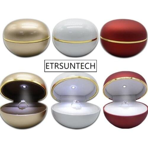 50pcs Creative Ring Gift Box High Grade Baking Paint LED Lamp Jewelry Box Egg Package Marriage Proposal Ring Box