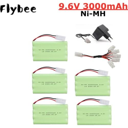 9.6v 3000mah Rechargeable Battery For Rc toys Car Tank Robots Gun RC Boat AA Ni-MH 9.6v 2400mah NiMH Battery Pack +9.6v Charger