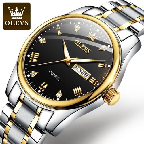 OLEVS Mens Watches Fashion Business Waterproof Quartz Wrist Watch For Men Top Brand Luxury Stainless Steel Sport Clock Male 5563