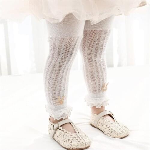 Baby Summer Mesh Tights Hot Baby Toddler Kid Girl Cute Lace rabbit Stockings Cotton Anti-mosquito Pantyhose 2 Colors Tight 0-8Y
