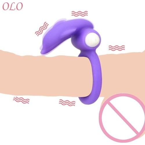 OLO Penis Rings Vibration Cock Rings Clitoris Stimulator Adult Products Delay Ejaculation Sex Toys for Men