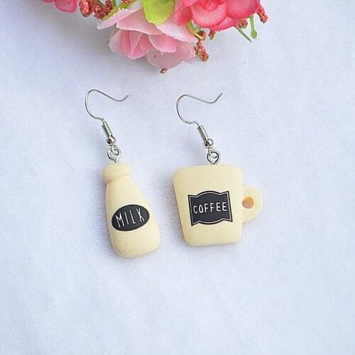 Korean creative simulation Earrings personalized childrens fun mushroom biscuit cup coffee cup asymmetric simple Earrings