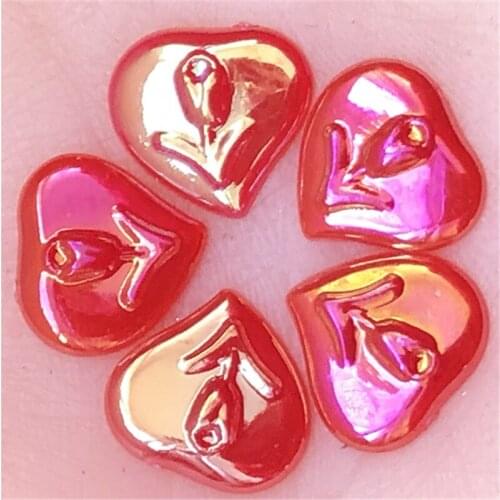 Hot ! 40PCS 12mm AB Resin heart flower Flat back Wedding buttons Child craft DIY