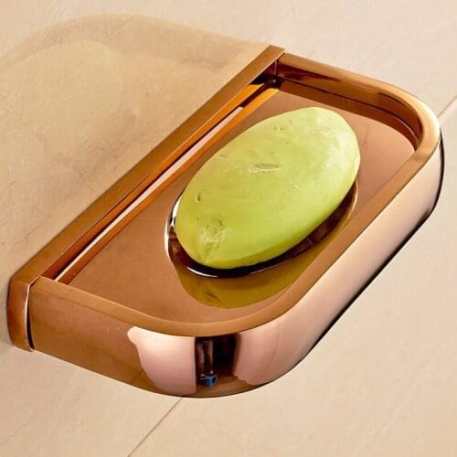 Wall Mounted Luxury Rose Gold Square Soap Dishes Soap Holder Bath Soap Dish Holders Bathroom Accessories