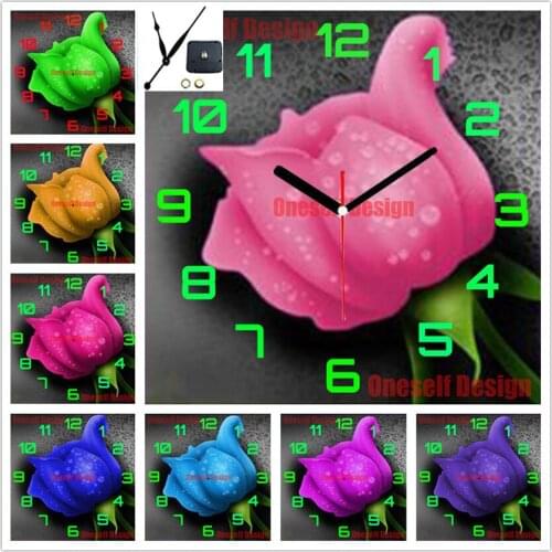 New style diamond painting cross stitch with clock flower diamond embroidery full set flower rhinestone pictures decoration home