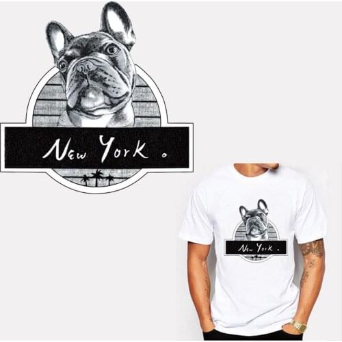 New York Dog Patches Iron-On Heat Transfer Dress Curtain Jacket Decoration Badges High Quality Stickers A-Level Washable
