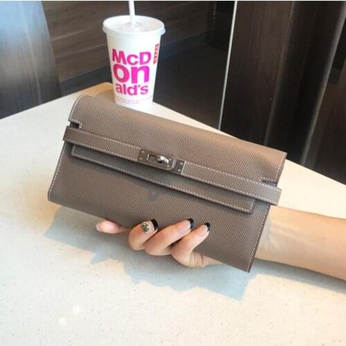 San Maries Gift Box Luxury Wallet Purse Women Brand Evening Clutch Phone Bag Cow Leather Wallets Woman Haps Long Purses