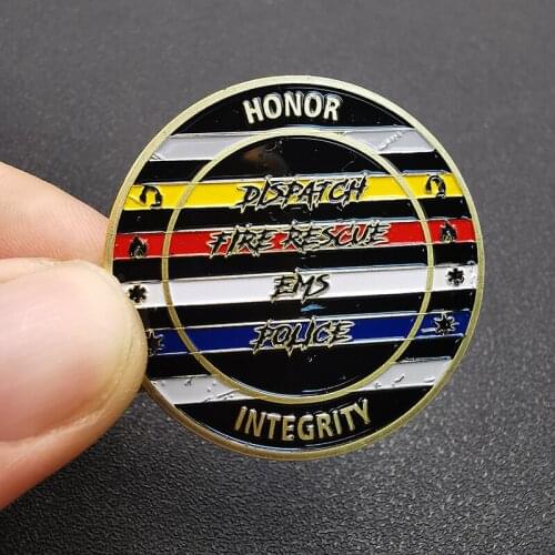 US Fire Rescue Gold Plated Coin Save Life Glorious Mission Honor Badge Coins Collectibles Gifts