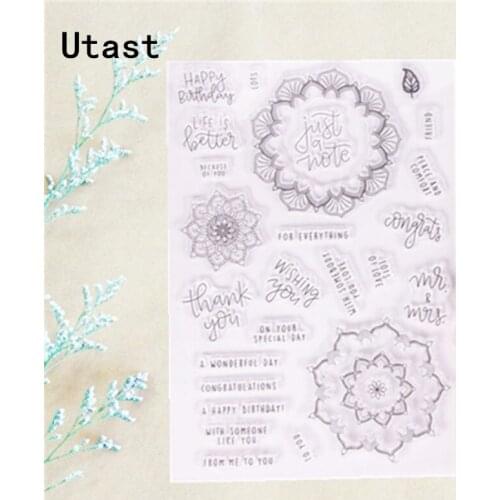 Flowers Words Clear Silicone Stamps/Transparent Rubber Stamp for DIY Scrapbooking /Photo Album Decorative Craft Making