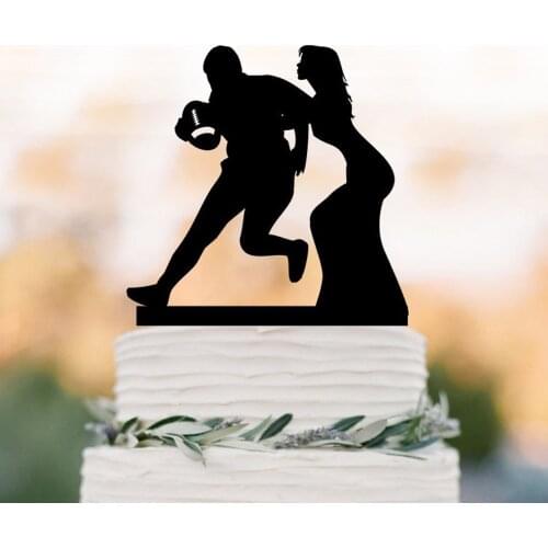 Rugby player Wedding Cake Topper, Rugby Sports Fan, Bride and Groom playing rugby Wedding Cake Topper, unique Cake Topper